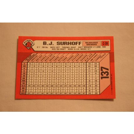 B.J. Suroff 1989 Bowman TIFFANY NO. 137