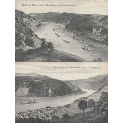 Panorama Von Assmannshausen Boats 2x German Postcard s