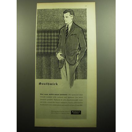 1958 Southwick Suits Ad - Our new wafer-wool jackets