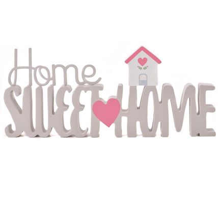 Home Sweet Home Mantel Plaque 13 CM White & Pink Gift Home Decor Wooden