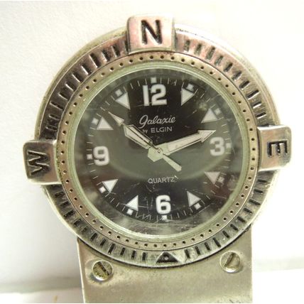 Vintage Galaxie by Elgin Black Dial Quartz Pocket Watch New Battery