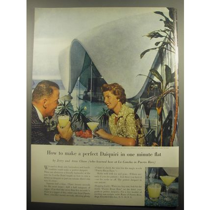 1959 Rums of Puerto Rico Ad - How to make a perfect Daiquiri in one minute flat