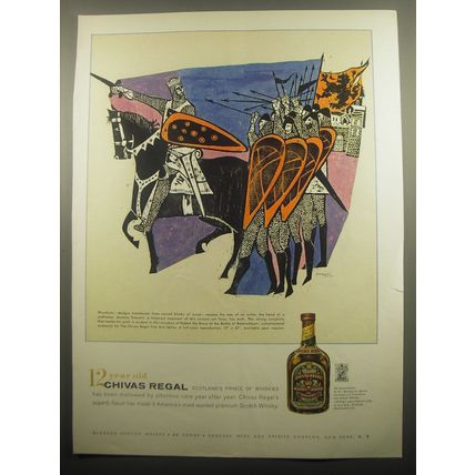 1959 Chivas Regal Scotch Ad - art by Antonio Frasconi - Woodcuts
