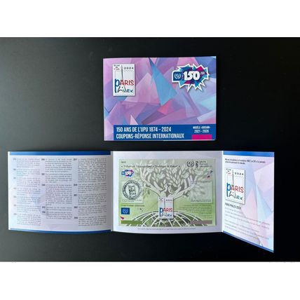 Paris Tour Eiffel Spécimen folder Paris Philex 2024 UPU Abidjan Coupon IRC CRI