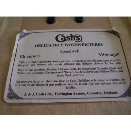 J & J Cash Silk Embroidered Framed Picture Blue Speedwell Flower Vintage Series