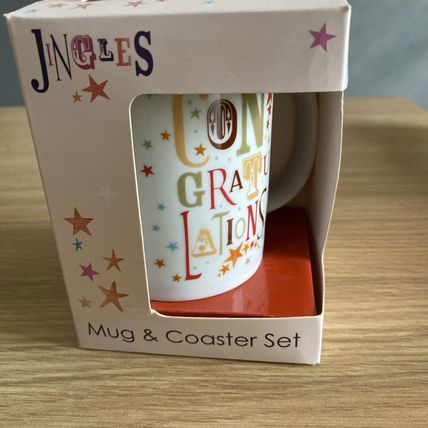 Congratulations ! Funky Gift Set Mug and Cork coaster All Occasion New Gift