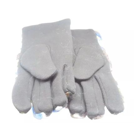 Ladies Gloves Black & Grey with Square Pattern 26.5 CM Clothing Accessory Warm