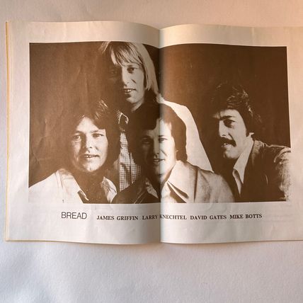 David Gates The Sound of BREAD UK Tour 1974 Concert Programme GC RARE
