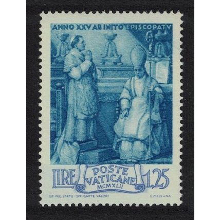 Vatican Pope's Episcopal Silver Jubilee 1l.25 1943 MNH SG#90 Sc#82