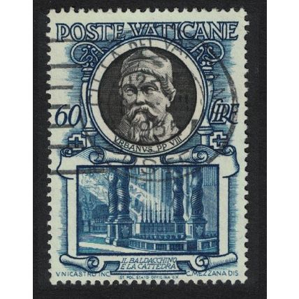 Vatican Urban VIII and baldaquin basilica T2 1953 Canc SG#187