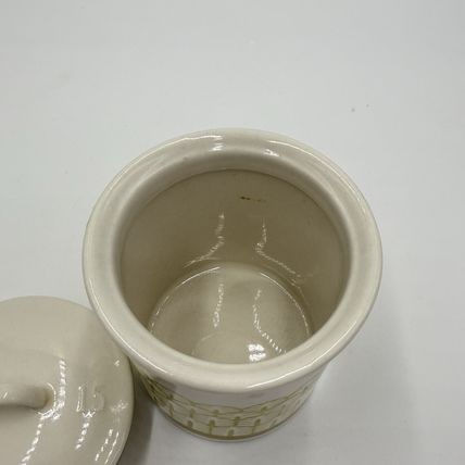 Anthropologie Nature Table Canister Lidded Jar Ceramic Yellow 4.5”