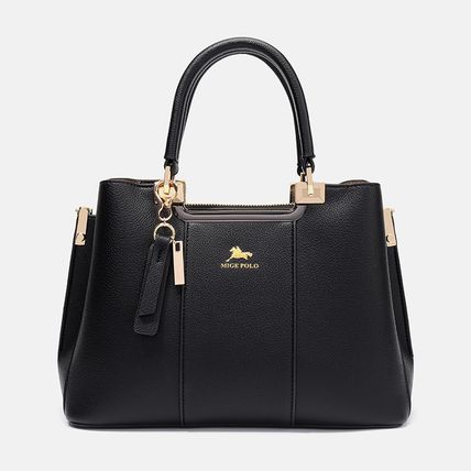 Women Faux Leather Medium Large Tote Satchel Shoulder Purse Handbag Black