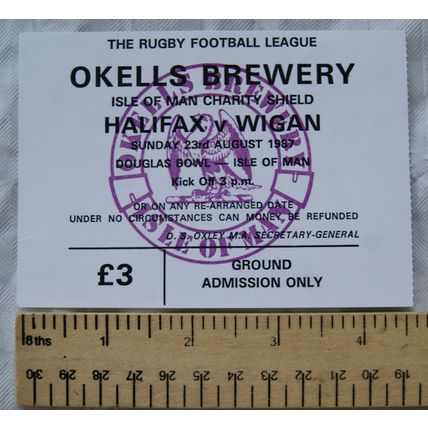 1987 ticket Halifax v. Wigan, Isle of Man Charity Shield