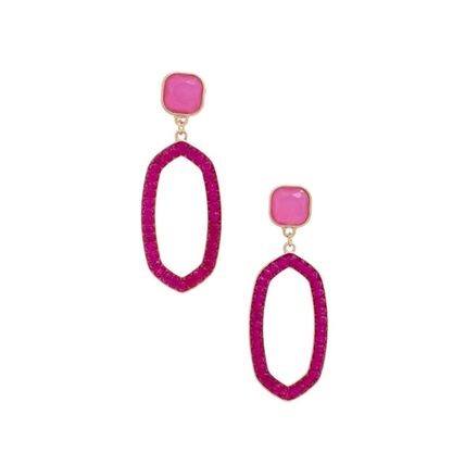 New Beaded Oval Post Drop Earrings
