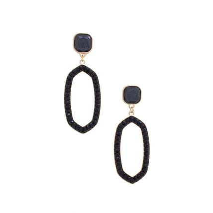 New Beaded Oval Post Drop Earrings