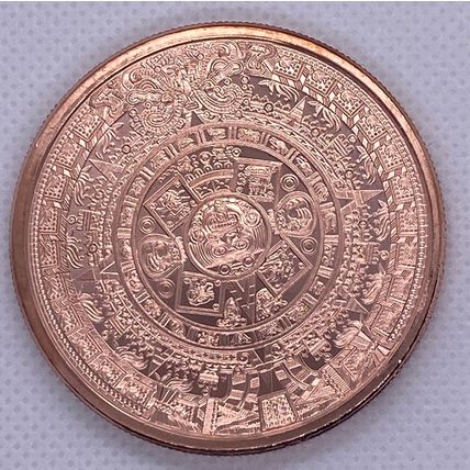 2 Oz Copper Collectible Aztec Mayan Calendar Beautiful Coin