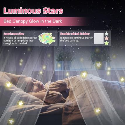 Bed Canopy with Lights, Bed Canopy for Girls Princess with Luminous Stars, Canop