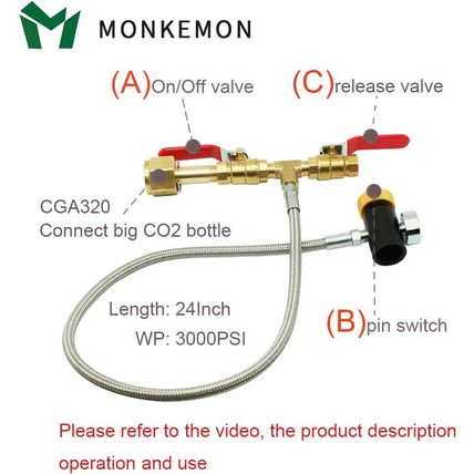 CGA320 CO2 Cylinder Refill Adapter Hose, CO2 Refill Station Connector Kit for Fi