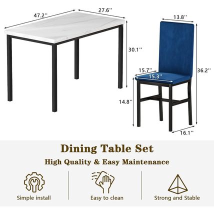 Hooseng Dining Table Set for 4- Space Saving Kitchen Table and Chairs for 4, Mod