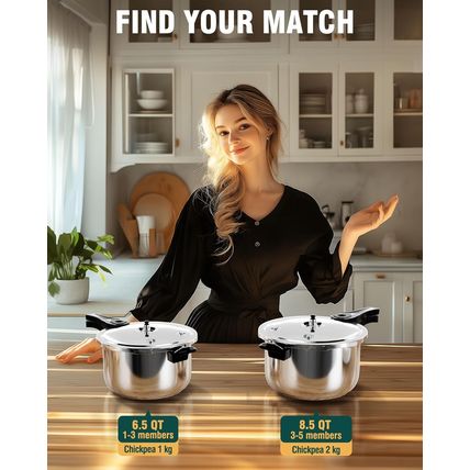 Wantjoin Pressure Cooker, 8 Quart Stainless Steel Pressure Canner, Induction Com