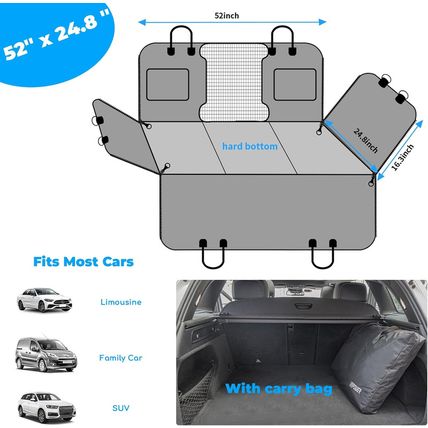 URPOWER Back Seat Extender for Dogs, Dog Car Seat Cover Hard Bottom Holds 400 Lb