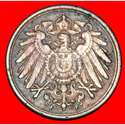 Ⰶ EAGLE 1890-1916:GERMANY★1 PFENNIG 1913F WILLIAM II (1888-★LOW START★NO RESERVE