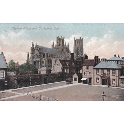 EC741 ELY - MARKET PLACE AND CATHEDRAL. PRINTED POSTCARD