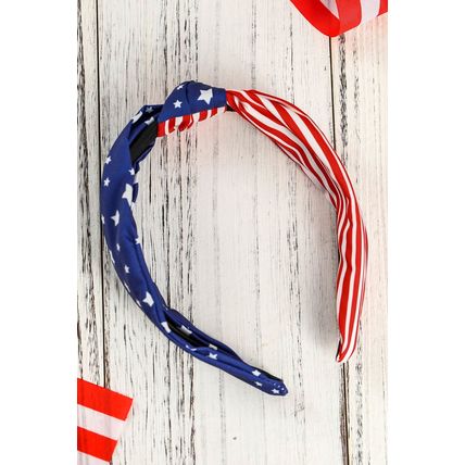 Multicolor American Flag Bow Knot Wide Headband