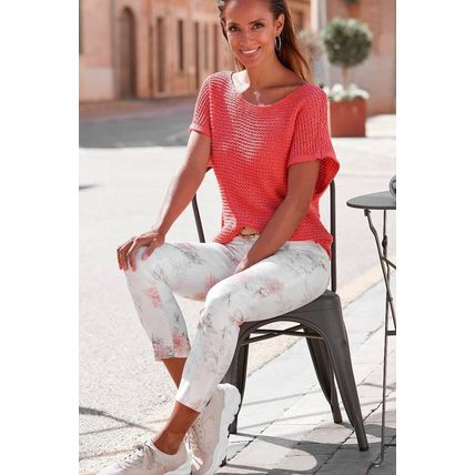 Red Clay Solid Loose Knit Short Dolman Sleeve Sweater