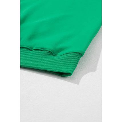 Green LUCKY Aphabet Chenille Embroidered Pullover Sweatshirt