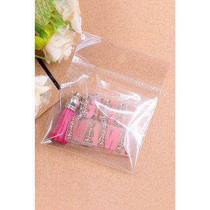 Strawberry Pink GIRL MAMA Tassel Keychain