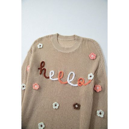 Parchment Hello Floral Embroidered Knit Loose Sweater