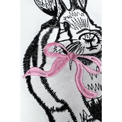 White Bunny Embroidered Bow Graphic Tee