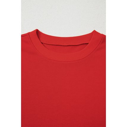 Fiery Red Varsity Striped Detail Drop Shoulder Oversized Sweatshirt