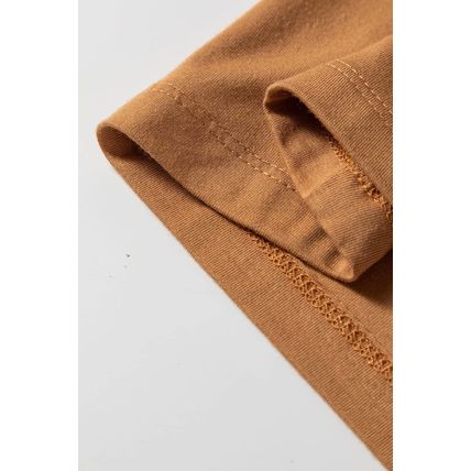 Chestnut Solid Color Long Sleeve Fitted Top