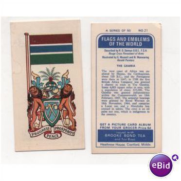 Brooke Bond Tea card Flags and Emblems of the World no.21 THE GAMBIA