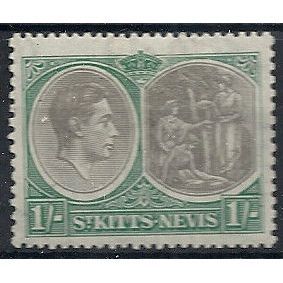 St Kitts-Nevis 1938 SG75 1/- Black & Green Perf 13x12 Mounted Mint ...