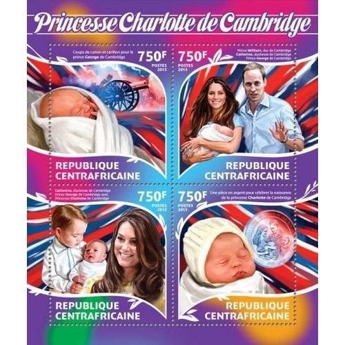 CENTRAL AFRICA 2015 SHEET MNH PRINCESS CHARLOTTE ROYAL FAMILY PRINCE WILLIAM 2
