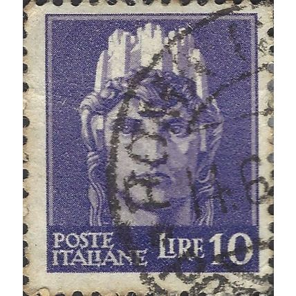 ITALY, Italy, crowned with fortification, violet 1929, 10Lire