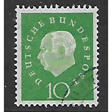 GERMANY 1959 PRESIDENT HEUSS 10pf GREEN SG B179 FINE USED