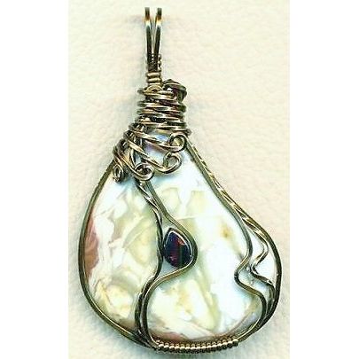 Morrisonite Jasper Opal Bronze Copper Wire Wrap Gemstone Pendant 23