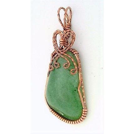 Green Aventurine Copper Wire Wrap Gemstone Pendant 25