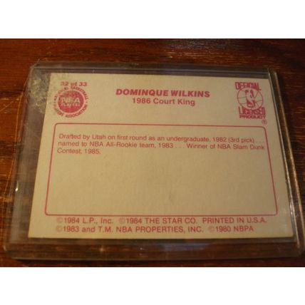 1986 Star, Court King, DOMINIQUE WILKINS, HOF, #32