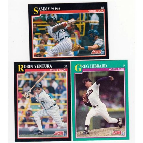 Lot of Three 1991 Score White Sox cards- #256 Sosa, #320 Ventura, #128 Hibbard