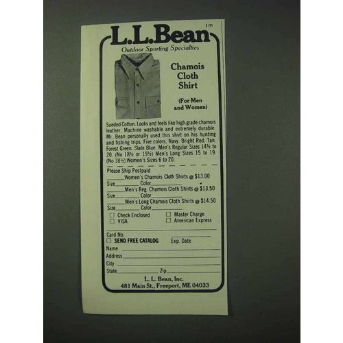 1978 L.L. Bean Chamois Cloth Shirt Ad
