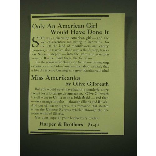 1918 Harper & Brothers Ad - Only an American Girl would have done it