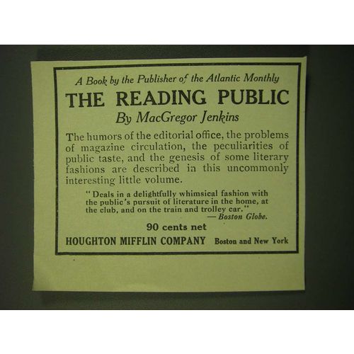 1918 Houghton Mifflin Company Ad - A book by the publishers of the Atlantic