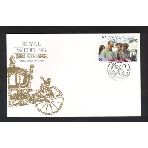 NANUMAGA-TUVALU 1986 ROYAL WEDDING $1 PHILIP & ANDREW ON FIRST DAY COVER FDC