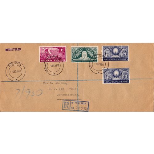 South Africa 1949 Voortrekker Monument FDC Pretoria dated 1/12/49 (R20994)