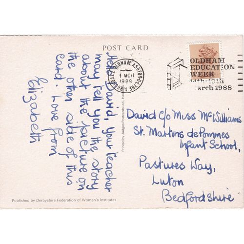 6x4 Continental size printed postcard Plague Cottages Eyam WI Derbyshire